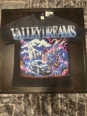 Valleydreams Graphic Black Tee with Neon City Panther